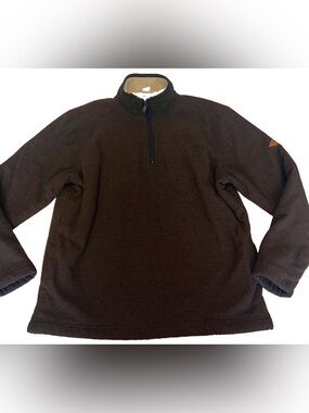 Orvis Jacket Mens Large Brown Fleece 1/4 Zip Sherpa Lined Classic Collection